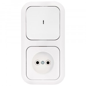 Bylectrica Гармония блок (роз. 16А + 1 кл. выкл. 10А) СУ бел. (инд.) В-РЦ-669