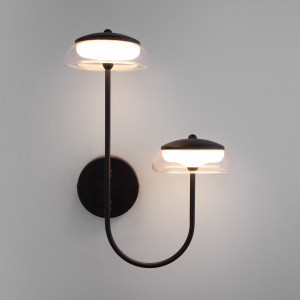 EUROSVET св-к св/д настенный бра 50388/2 LED 12W(967lm) 3000K 2K 300x200x415 стекло черный металл