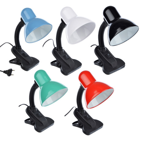 Светильник на прищепке FORZA, E27, 40Вт, 220В, гнущаяся ножка 10см, шнур 75см, 5 цветов