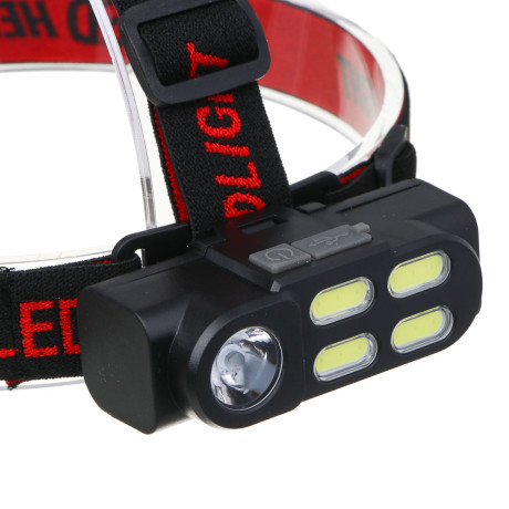 ЕРМАК Фонарь налобный, XPE+COB, 4 режима, зарядка USB, 83х27х25 мм, без АКБ