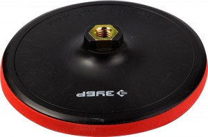 Тарелка опорная ЗУБР "МАСТЕР" пласт. д/УШМ под круг на липучке,мягкая полиур. прокладка, d150мм, М14