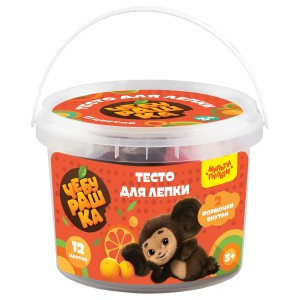 Тесто для лепки Мульти-Пульти "Чебурашка", 12 цветов*30г,пласт.ведро+2формочки на корексе Арт.357216