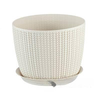 Кашпо ВЯЗАНИЕ D210мм 4,5л с поддоном Белый М3122 х9