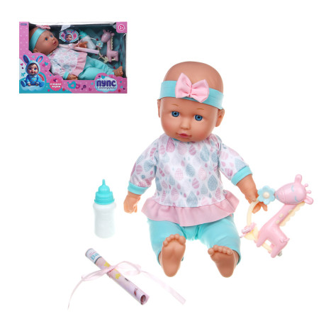 ИГРОЛЕНД Пупс 35 см, мягкое тело, с акс., звук, 3хAG13, PVC, ABS, PP, полиэстер, 33,5x12x26,5