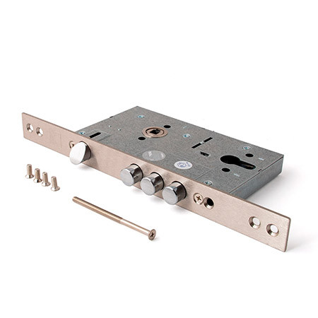 Замок врез Т-52-Ni Apecs Матовый Никель (межос-85мм, б/цилиндра, аналог Kale252R)  \12