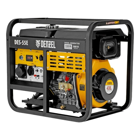 Генератор дизельный DES-55E, 5,5 кВт, 230 В, 11 л, электростартер Denzel