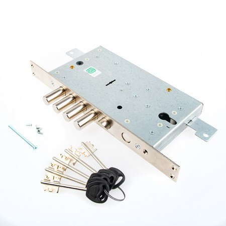 Замок врез ГАРДИАН-2512-Т комбинир-й (защелка +5ригелей 18мм, тяги)  \5