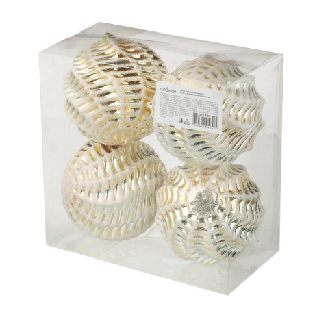 СНОУ БУМ Набор шаров 8 см, 4 шт, шампань 26-161