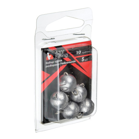 AZOR FISHING Набор чебурашек разборных, 5шт, 4г, 5г, 8г, 10г, 12г, 14г, 16г, 18г, 20, 24г, 10 видов