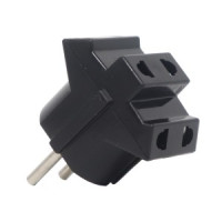 AY-KA разветвитель-переходник (тройник) 3роз. 10A 250В плоская вилка черный (Турция)7914700