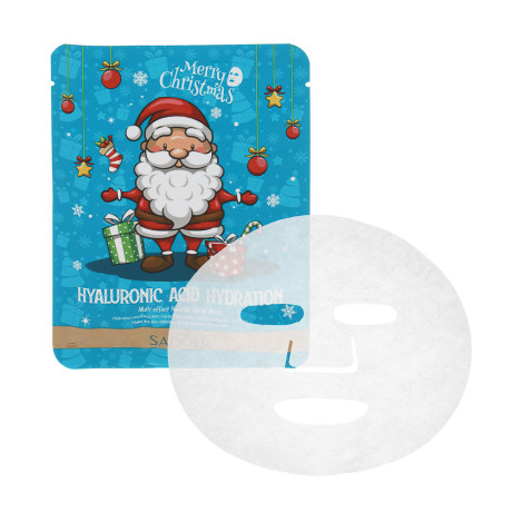 Маска для лица тканевая увлажняющая с гиалуроновой кислотой тм SADOER Merry Xmas, 25 гр