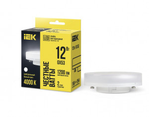 IEK лампа св/д GX53 12W(1200lm) 4000K 4K 74х32 матовая (10!) LLE-T80-12-230-40-GX53