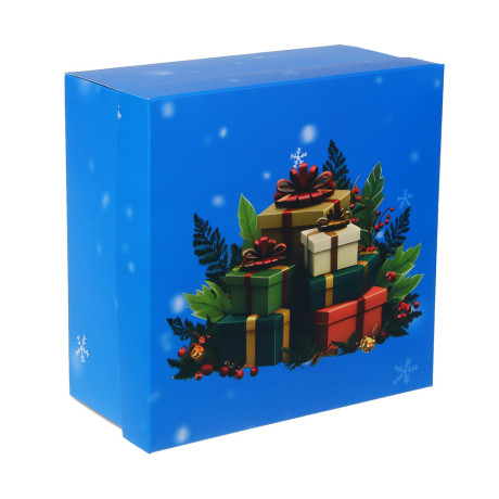 Коробка складная, 19,5x19,5x9,5см, бумага, арт.1, 4 дизайна