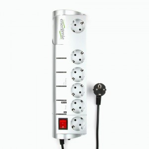 Energenie сетевой фильтр SISN-SILVER-10 5+1 роз. 3м 10А земля,шторки,инд-р правил-ти заземлен. сереб