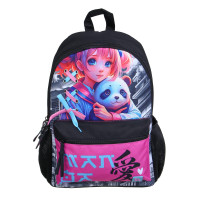 FLOMIK Рюкзак универсальный 40х30х15см, &quot;Девочка с Пандой&quot;, 1 отд., 4 кармана, 1 на спинке, упл.лям.