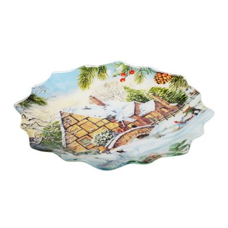 Зимние забавы Блюдо круглое, 20см, стекло, 2025