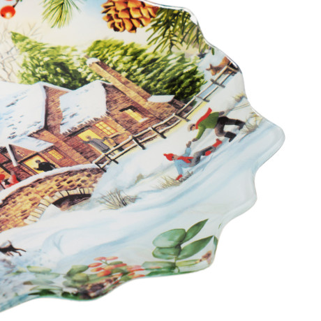 Зимние забавы Блюдо круглое, 20см, стекло, 2025