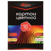Картон цветной "Альфа" мелов. бумага, 2-сторонний, 10л., 10цв., в карт. папке