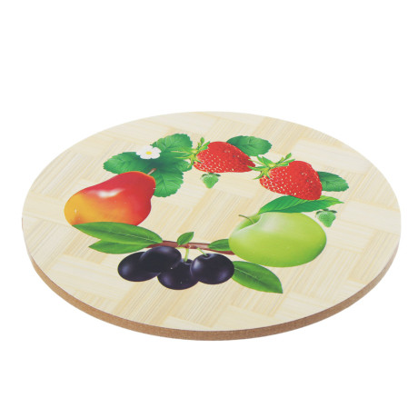 Подставка под горячее, d14см, 6 дизайнов, бамбук