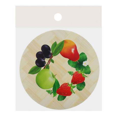 Подставка под горячее, d14см, 6 дизайнов, бамбук