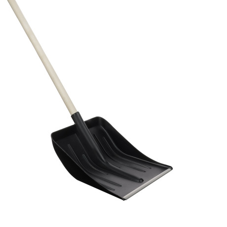 Лопата снеговая МЕТЕЛЬ №3, 410х400мм, черный пластик, алюм планка, дер черен, д32мм, V-ручка