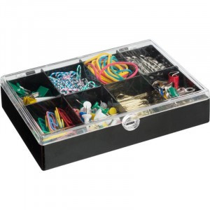 Набор скрепок Attache Selection 8 отд. (зажимы, скрепки, банк. рез, кноп) 647555