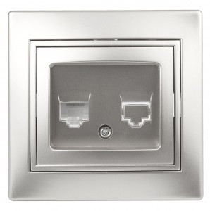 ЭРА Intro Plano роз. комп., СУ 1 мест. RJ45, алюминий, 1-303-03,Б0030086