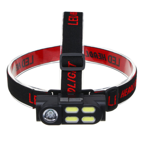 ЕРМАК Фонарь налобный, XPE+COB, 4 режима, зарядка USB, 83х27х25 мм, съемный аккумулятор, без АКБ