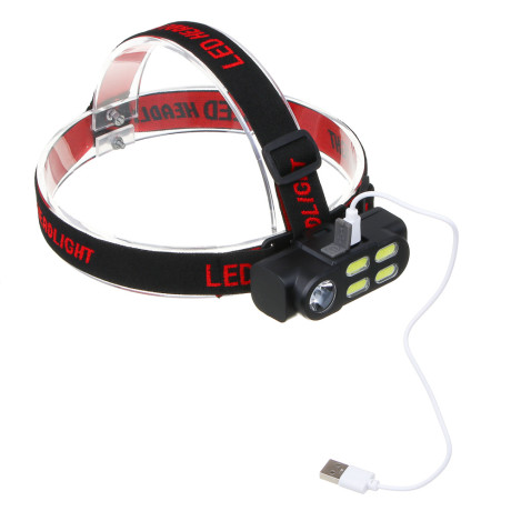 ЕРМАК Фонарь налобный, XPE+COB, 4 режима, зарядка USB, 83х27х25 мм, съемный аккумулятор, без АКБ