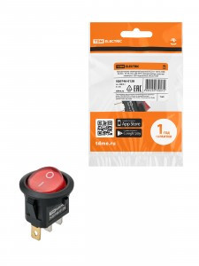 TDM выключатель клавишный KCD11-101N кругл.красный 250В, 1P,3А,(3с),ON-OFF, LED, Micro SQ0746-0128