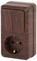 ЭРА Intro Quadro Блок ОУ роз. 1 мест, земля, керам. +выкл. 2 кл. верт, 10(16)A, венге 2-706-10 2471