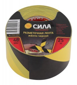 СИЛА лента самоклеящаяся разметочная 48мм х0.15мм х25м жёлто-черная STHW-2548YB 9270