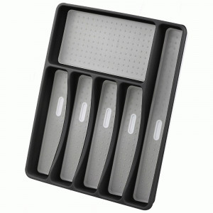 Лоток д/столовых приборов FORMA 40,5*32,5*4,5см, 6 отделений, черный, пластик 310873 Mallony