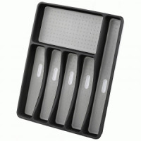 Лоток д/столовых приборов FORMA 40,5*32,5*4,5см, 6 отделений, черный, пластик 310873 Mallony