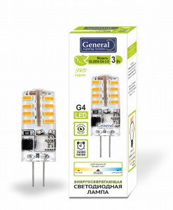 General G4 220V 3W(170Lm)  4500K 4K 10x36 силикон инд.уп. GLDEN-G4-3-S-220-4500 661540
