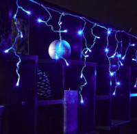 Гирлянда-бахрома ULD-B1805-048/DTA 48LED синий. 1,8м/12нит. макс 50см, 8реж. пров. прозр, 8W Uniel