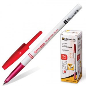 Ручка шариковая BRAUBERG офисная 0,5мм, красная, корпус белый 140892