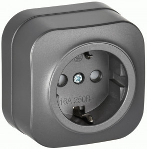 IEK GLORY роз. ОУ 1 мест. 16А (земля, шторки) РСш20-3-ХСм сталь мат. ERH14-K46M-16