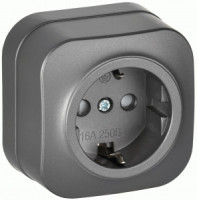 IEK GLORY роз. ОУ 1 мест. 16А (земля, шторки) РСш20-3-ХСм сталь мат. ERH14-K46M-16