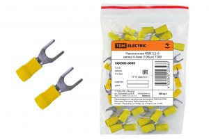 TDM наконечник НВИ 5,5-6 вилка 4-6мм желт. dвилки=6мм Sпров=4-6мм (уп.100шт цена за ГУ) SQ050