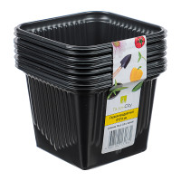 Горшок квадратный 9x9x8 см (уп.10 шт), объем 0,5 л, черный