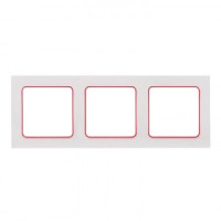 EKF Стокгольм рамка 3 мест. белая с линией цвета красный (PC) EAM-G-304-10