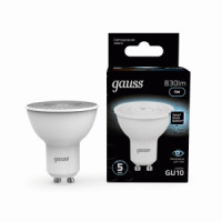 Gauss лампа MR16 GU10 9W(830lm) 4100K 4K 57x50 прозр. пластик 101506209