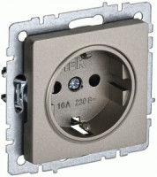 IEK BRITE мех. роз. СУ земля(штор.) 16А РС14-1-0-БрШ шампань BR-R14-16-K37