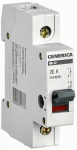 IEK GENERICA выкл. нагрузки (мини-рубильник) ВН-32 1Р 20А