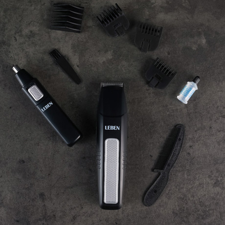 LEBEN Набор с триммером для усов бороды и носа, 4 насадки