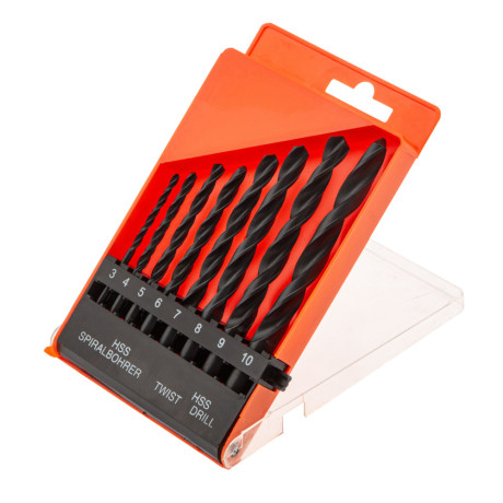 Набор сверл по металлу, 3-10 мм, (через 1 мм) HSS 8 шт, цилиндрический хвостовик Sparta