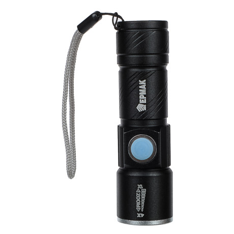 Фонарь ручной тм ЕРМАК,XPE,1200мАч,2,5х2,5х9,5см,3 режима,алюминиевый,с USB штекером,фокусировка