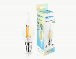Ambrella лампа св/д свеча на ветру CF35 E14 11W(970lm) 4000K 4K 35х115 филамент (нитевидная) 351124