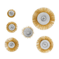 Набор щеток для дрели, 6 шт, 5 плоских 40-50-65-75-100 мм + 1 &quot;чашка&quot; 50 мм, со шпильками Matrix